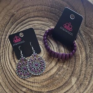 Paparazzi Purple Earrings & Bracelet